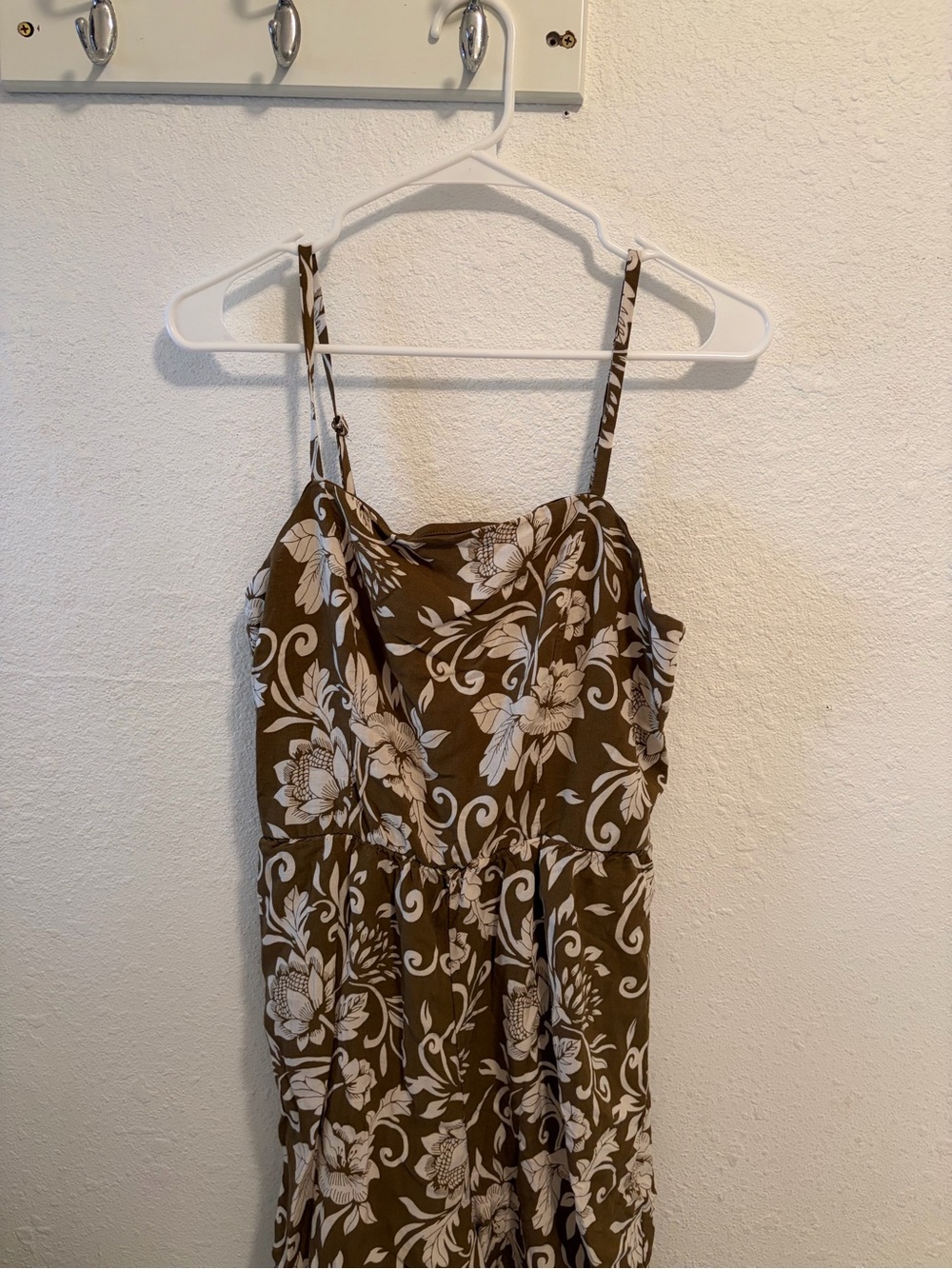 As U Wish Olive Green Floral Spaghetti Strap Top